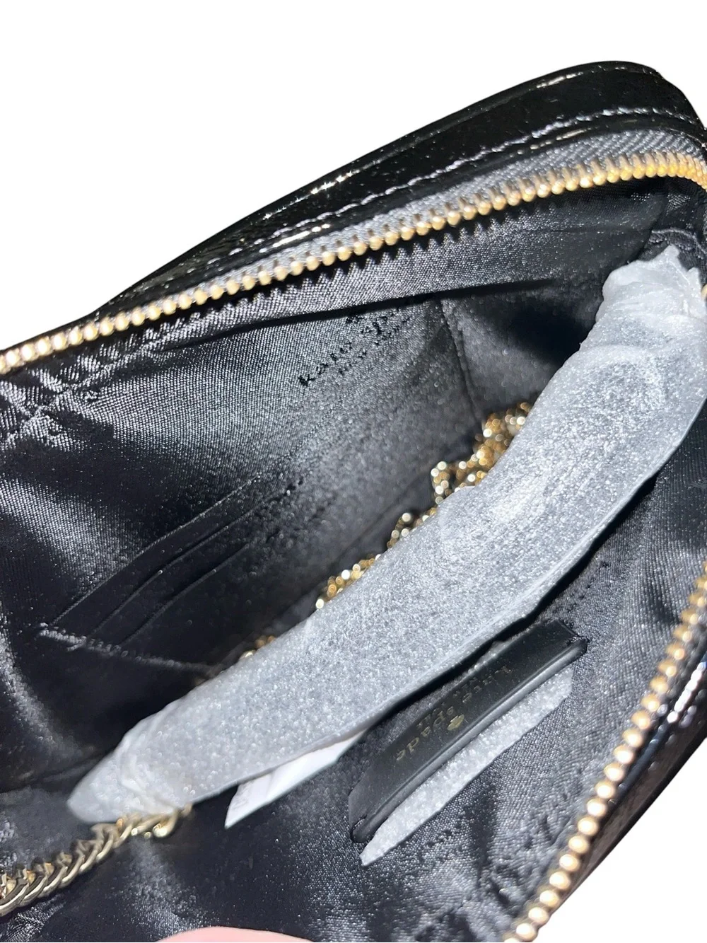 Kate Spade Black Quilted Crinkle Patent Leather Crossbody and Card Holder Set